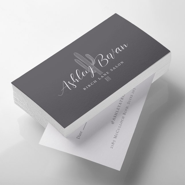 Modern Minimalist Cactus Logo Appointment Business Card (Creator Uploaded)