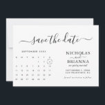 Modern Minimalist Calendar Budget White Simple Save The Date<br><div class="desc">Modern Minimalist Calendar Budget White Simple Save the Date. Easily personalise by replacing each info. Move the circle by clicking the link Customise further. Make sure to check the preview before adding to cart. (Photo by Jonathan Borba from Pexels)</div>