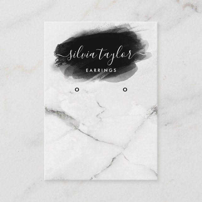 Modern Minimalist Calligraphy art Earring display  Business Card (Front)