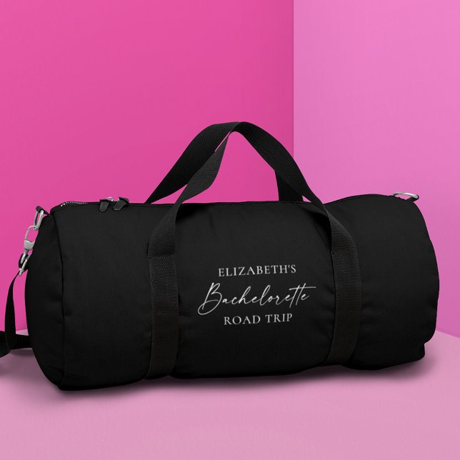 Modern Minimalist Calligraphy Bachelorette Duffle Bag (Edit to Customize text, colors and more.)