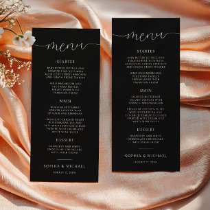 Modern Minimalist Calligraphy Black Wedding Menu