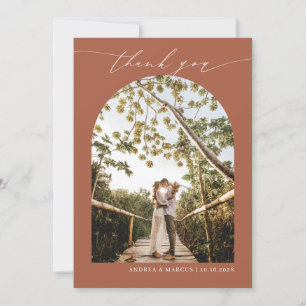 Modern Minimalist Calligraphy Boho Photo Wedding Thank You Card
