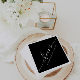 Modern Minimalist Calligraphy "Cheers" Wedding Nap Napkin