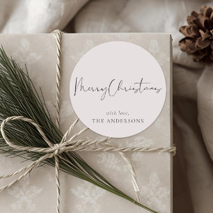 Modern Minimalist Calligraphy Christmas Classic Round Sticker