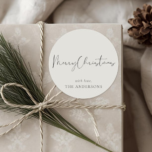 Modern Minimalist Calligraphy Christmas Classic Round Sticker