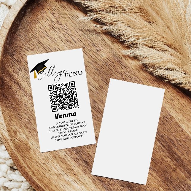 Modern Minimalist Calligraphy College Fund Qr Code Enclosure Card (Creator Uploaded)