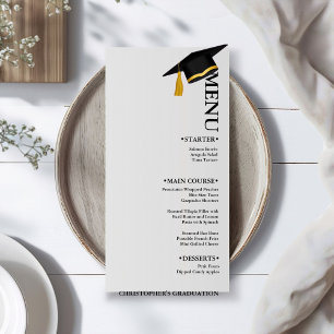 Modern Minimalist Calligraphy Graduation party  Menu
