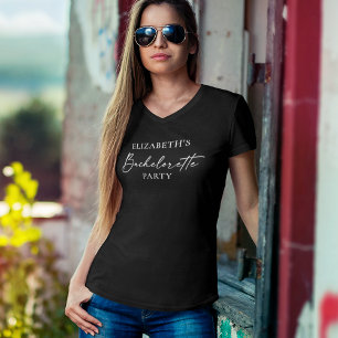 Modern Minimalist Calligraphy Ink Bachelorette V T-Shirt