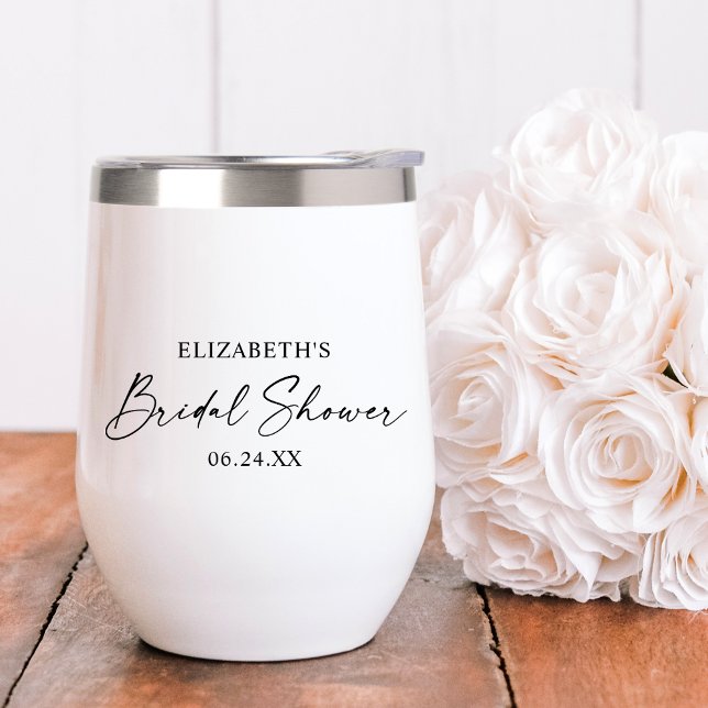Modern Minimalist Calligraphy Ink Bridal Shower (Customize to change your personalized text color or text style.)
