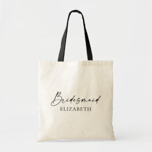 Modern Minimalist Calligraphy Ink Bridesmaid Tote Bag