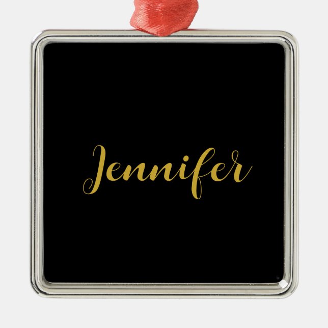 Modern Minimalist Calligraphy Name Black Gold Metal Tree Decoration (Front)