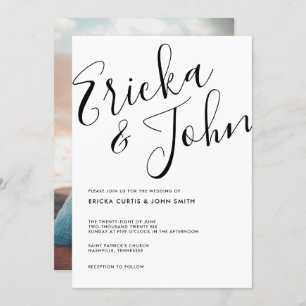 Modern Minimalist Calligraphy Photo Invitation