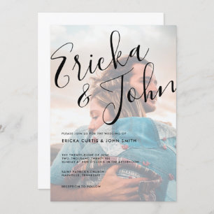 Modern Minimalist Calligraphy Photo Invitation