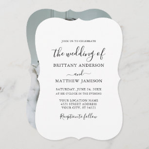 Modern Minimalist Calligraphy Photo Wedding Invitation