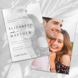 Modern Minimalist Calligraphy Photo Wedding Invitation