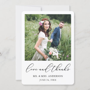 Modern Minimalist Calligraphy Photo Wedding Love Thank You Card