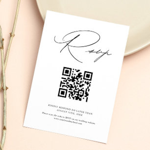 Modern Minimalist Calligraphy QR Code Wedding RSVP Card