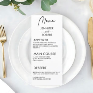 Modern Minimalist Calligraphy Rustic Wedding Menus