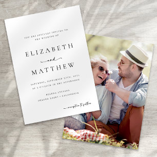 Modern Minimalist Calligraphy Script Photo Wedding Invitation