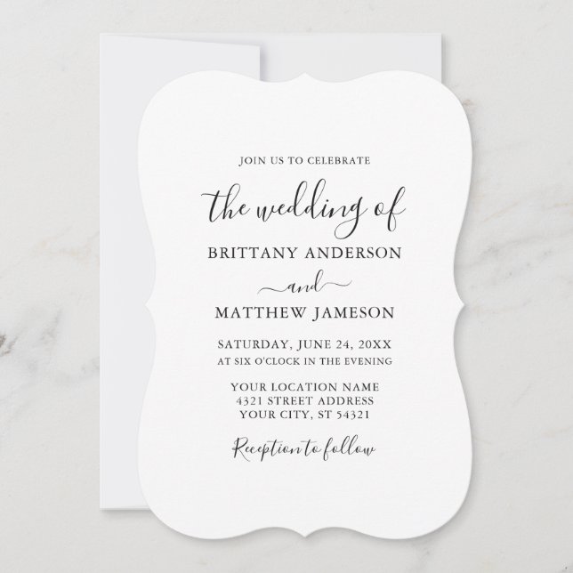 Modern Minimalist Calligraphy Script Wedding Invitation (Front)