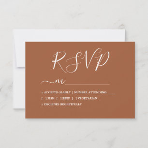 Modern Minimalist Calligraphy TerraCotta Wedding  RSVP Card