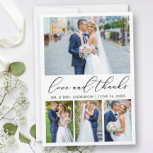 Modern Minimalist Calligraphy Wedding 4 Photo Love