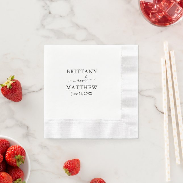 Modern Minimalist Calligraphy Wedding Cocktail Napkin (Insitu)