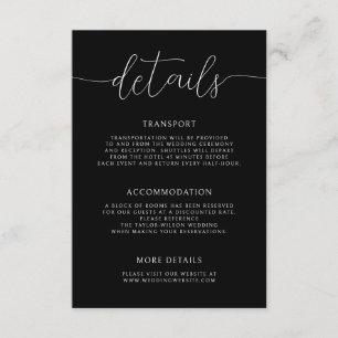 Modern Minimalist Calligraphy Wedding Details Enclosure Card