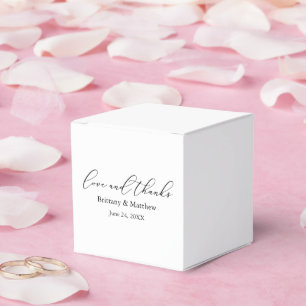 Modern Minimalist Calligraphy Wedding Love Thanks Favour Box