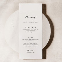 Modern Minimalist Calligraphy Wedding Menu Card