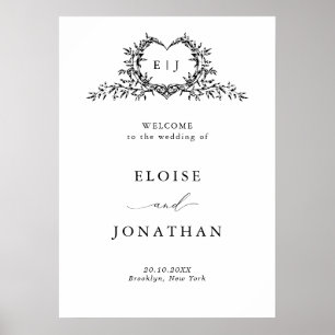 Modern Minimalist Calligraphy Wedding Welcome Poster