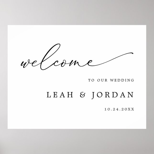 Modern Minimalist Calligraphy Wedding Welcome Poster (Front)