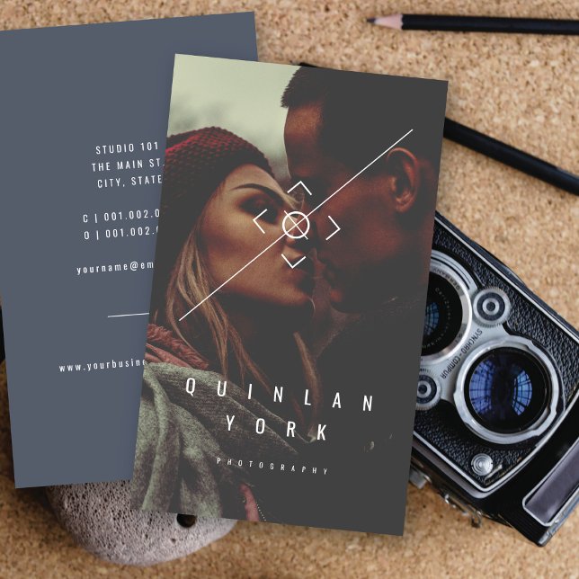 Modern Minimalist Camera Focus Photo Photographer Business Card (Modern Minimalist Camera Focus Photo Photographer Simple Business Card @ zazzle.com/color_therapy)