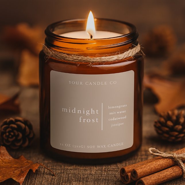 Modern Minimalist Candle Packaging Label Taupe (Creator Uploaded)