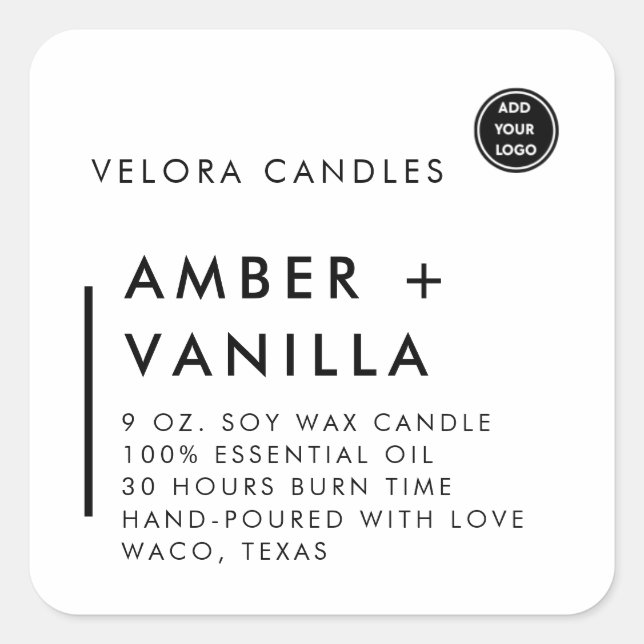 Modern Minimalist Candle Scent Packaging Sticker (Front)