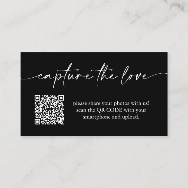 Modern Minimalist Capture The Love Wedding Qr Code Enclosure Card (Front)