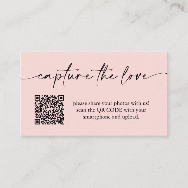 Modern Minimalist Capture The Love Wedding Qr Code Enclosure Card (Front)