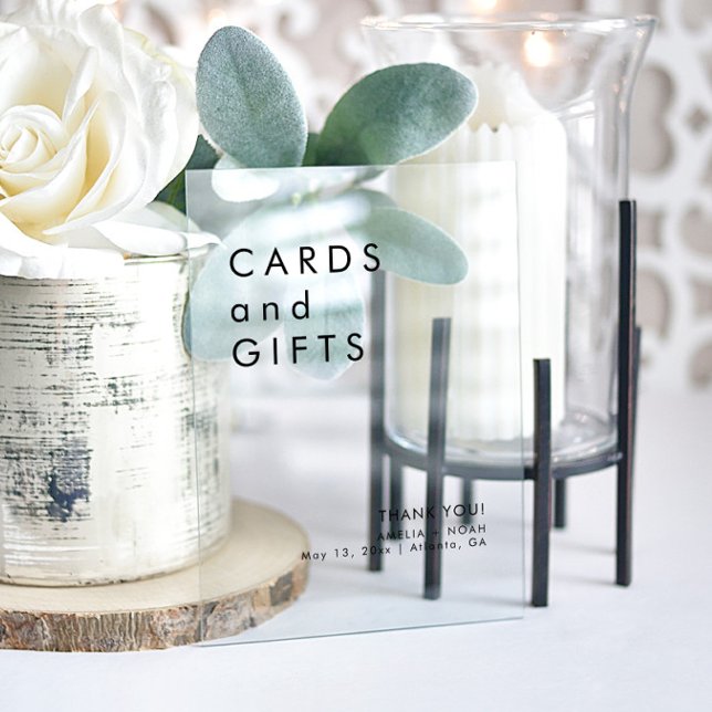 Modern Minimalist Cards And Gifts Wedding Acrylic Sign (Creator Uploaded)