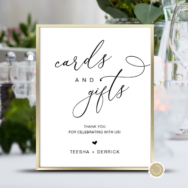 Modern Minimalist Cards and Gifts Wedding Poster (Cards and Gifts Wedding Poster, in Modern Minimalist Script, Choose Digital Download and Printed.)