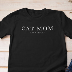 Modern Minimalist Cat Mum Established Date Tri-Blend Shirt