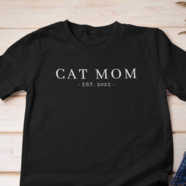 Modern Minimalist Cat Mum Established Date Tri-Blend Shirt (Creator Uploaded)