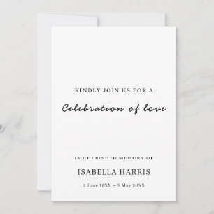 Modern Minimalist Celebration of Life Design Invitation