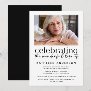Modern Minimalist Celebration of Life Photo Invitation