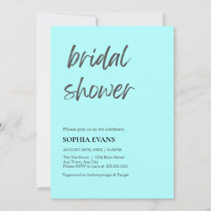 Modern Minimalist Celeste Blue Bridal Shower Invitation