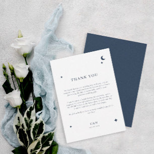 Modern Minimalist Celestial Moon Stars Wedding Thank You Card