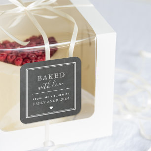 Modern Minimalist Chalkboard Baking Gift Bakery Square Sticker