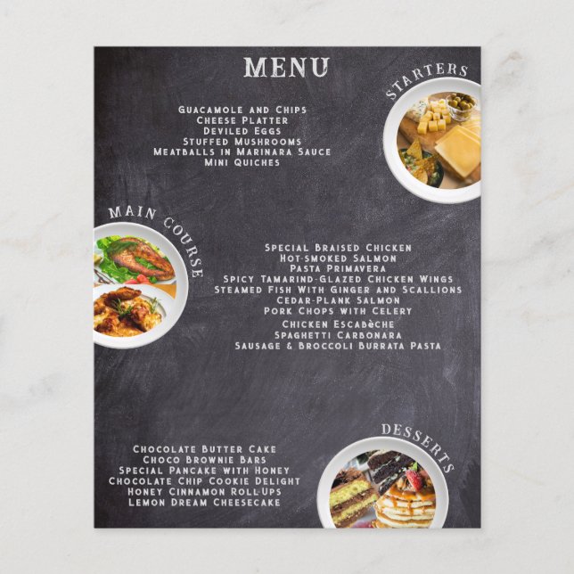 Modern Minimalist Chalkboard Restaurant Menu List (Front)