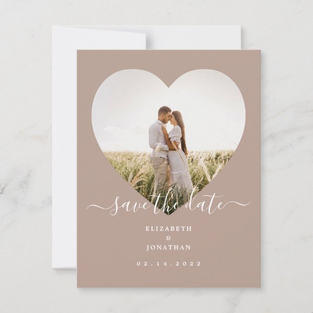 Modern Minimalist Champagne Boho Wedding Photo Save The Date (Front)