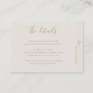 Modern Minimalist Champagne Gold Hotel Detail  Enclosure Card