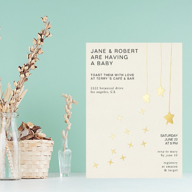 Modern Minimalist Champagne & Stars Baby Shower (Creator Uploaded)